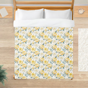 Summer Botanical Floral Pattern Yellow Flowers Duvet Cover