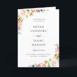 Summer Botanical Floral Wedding Program<br><div class="desc">Colorful summer watercolor floral arrangements,  Catholic Wedding Program Template.</div>