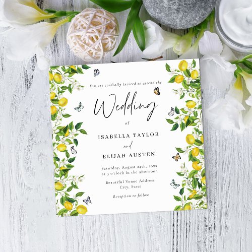 Summer Botanical Lemon Wedding  Invitation