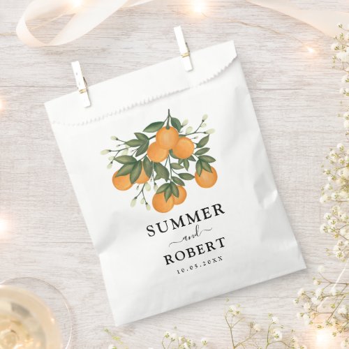 Summer Botanical Orange Citrus Greenery Wedding Favor Bag