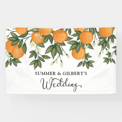 Summer Botanical Orange Citrus Wedding Welcome Banner