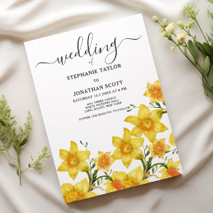 Summer bouquet golden daffodils flowers wedding invitation