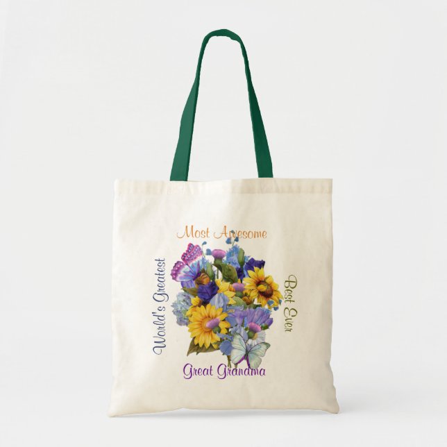 Summer Bouquet - Great Grandma Tote Bag (Front)