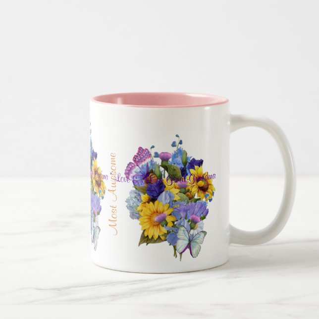 Summer Bouquet - Great Grandma Two-Tone Coffee Mug (Right)