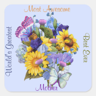 Summer Bouquet - Mom Square Sticker