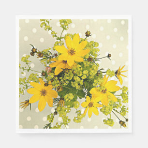 Summer Bouquet, Sunshine Yellow Flowers Paper Napkins