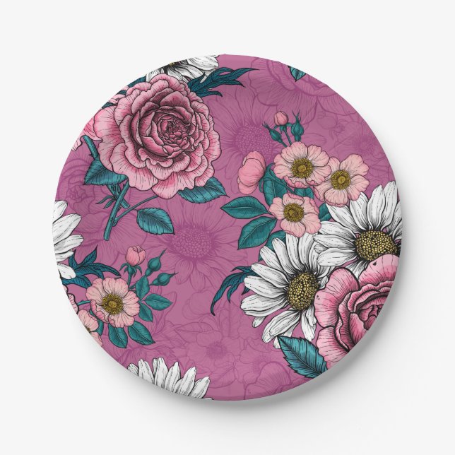 Summer bouquets 2 paper plates (Front)