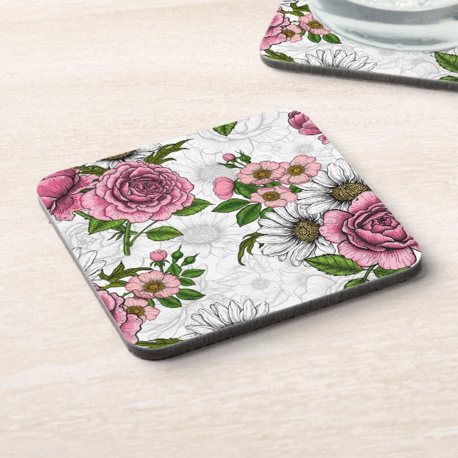 Summer bouquets beverage coaster (Left Side)