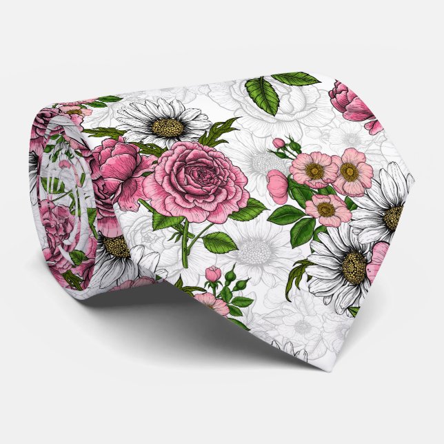 Summer bouquets neck tie (Rolled)