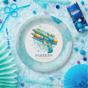 Summer Boy Birthday Water Gun Custom Paper Plates