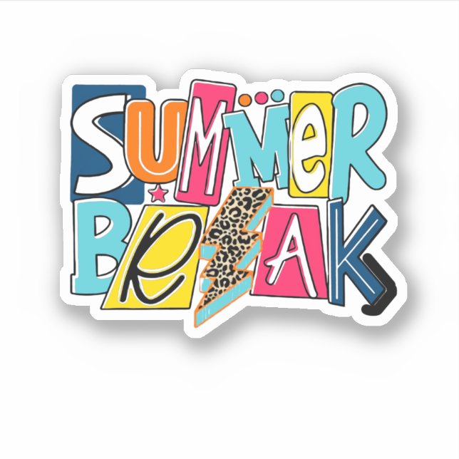 Summer Break Last Day of School Teacher Sticker (Front)