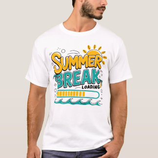 Summer Break Loading Funny Vacation Beach Graphic T-Shirt