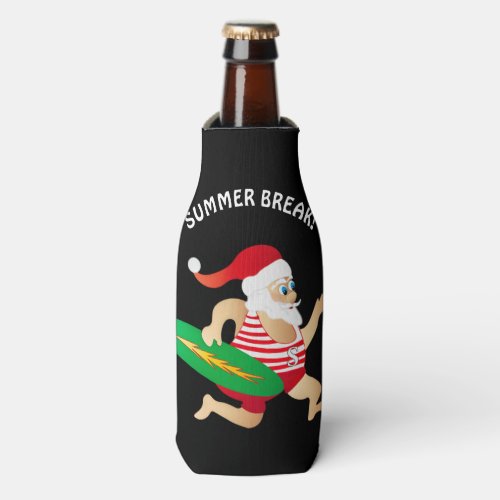 SUMMER BREAK SANTA CLAUS VINTAGE SWIMSUIT SURFFING BOTTLE COOLER