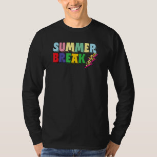 Summer Break Teacher Distressed Leopard Lightning T-Shirt