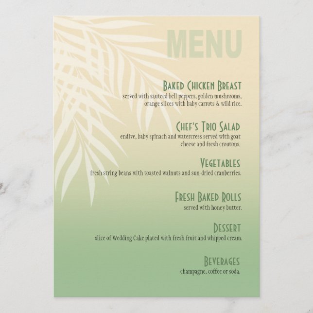 Summer Breeze Beach Dinner Menu | jade (Front)
