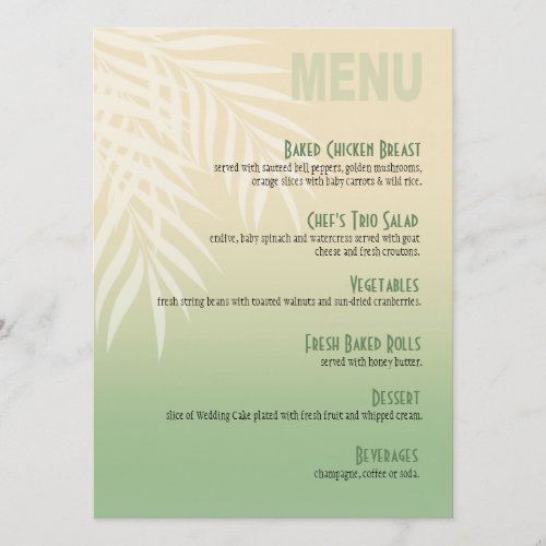 Summer Breeze Beach Dinner Menu  jade