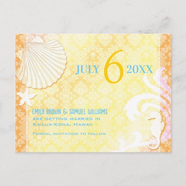 Summer Breeze Beach Wedding Save the Date Announcement Postcard (Front)