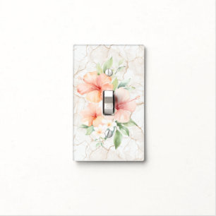 Summer Breeze Blush Peach Hibiscus Light Switch Cover