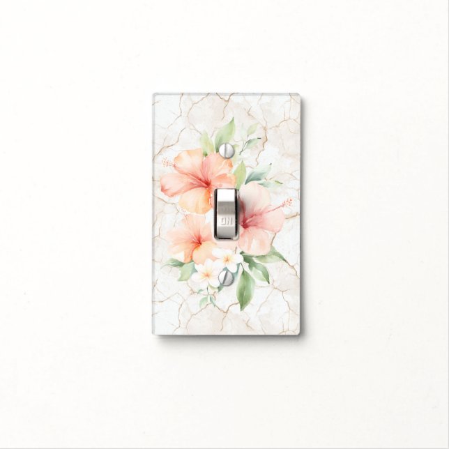 Summer Breeze Blush Peach Hibiscus   Light Switch Cover (In Situ)