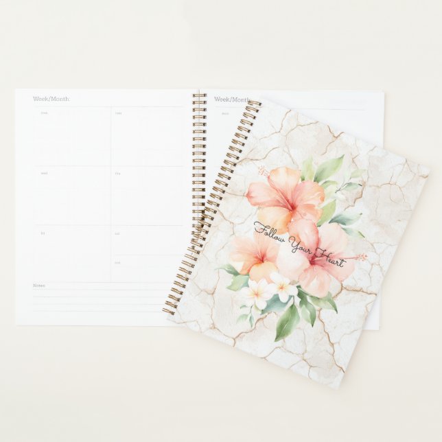 Summer Breeze Blush Peach Hibiscus   Planner (Display)