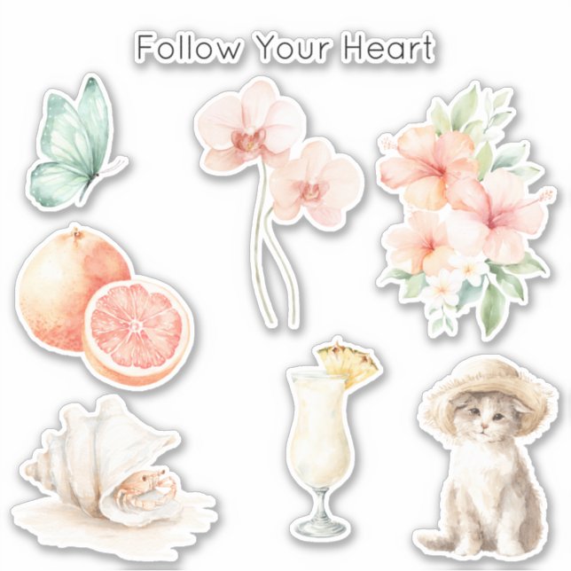 Summer Breeze Blush Peach Hibiscus   Sticker (Front)