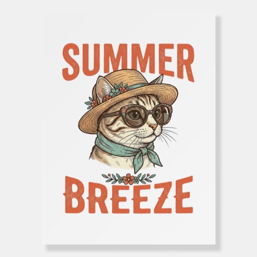 Summer Breeze Cat Vintage Engraving Shirt Design_1 Foam Board