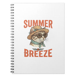 Summer Breeze Cat Vintage Engraving Shirt Design_1 Notebook