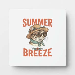 Summer Breeze Cat Vintage Engraving Shirt Design_1 Plaque