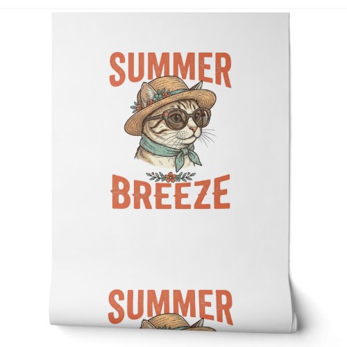 Summer Breeze Cat Vintage Engraving Shirt Design_1 Wallpaper