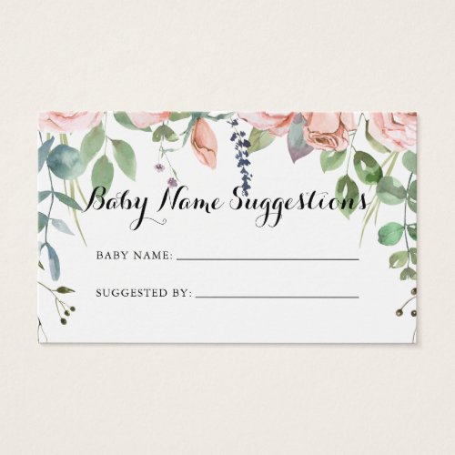 Summer Breeze Floral Baby Name Suggestions Card