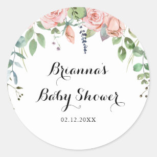 Summer Breeze Floral Baby Shower Favor  Classic Round Sticker