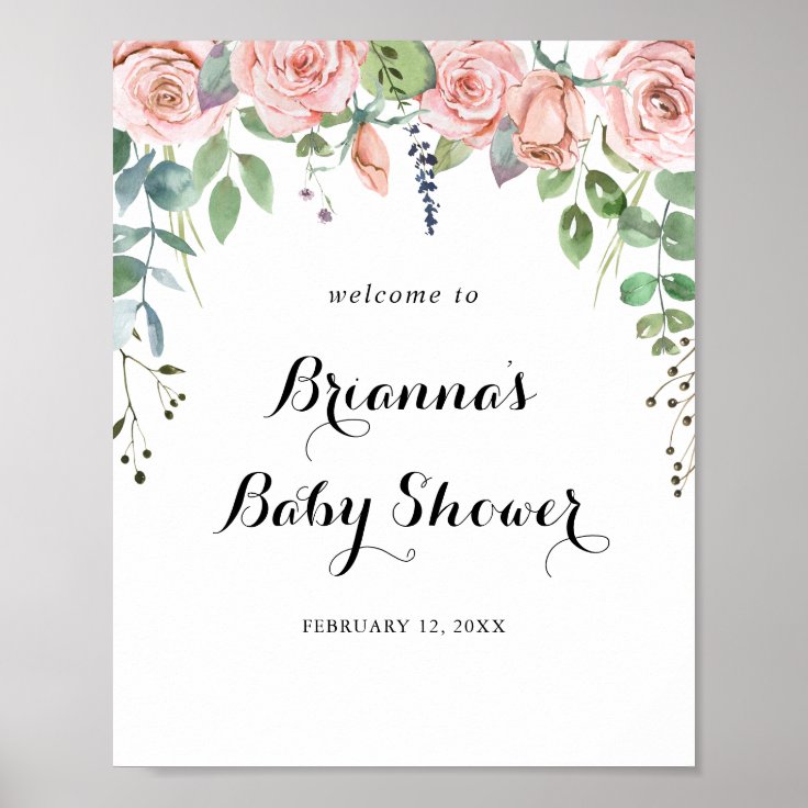 Summer Breeze Floral Baby Shower Welcome Poster Zazzle