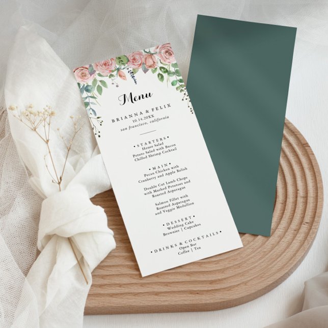 Summer Breeze Floral Calligraphy Dinner Menu (Creator Uploaded)