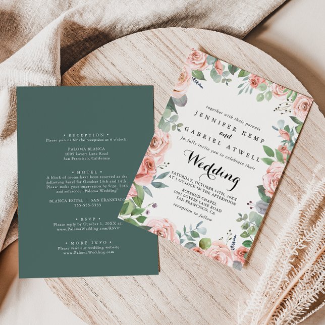 Summer Breeze Floral Front & Back Wedding  Invitation (Creator Uploaded)