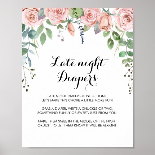 Summer Breeze Floral Late Night Diaper Sign