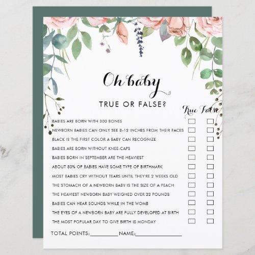 Summer Breeze Floral Oh Baby Shower Game