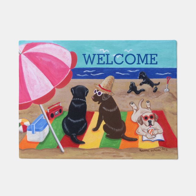 Summer Breeze Labradors Painting Doormat (Front)