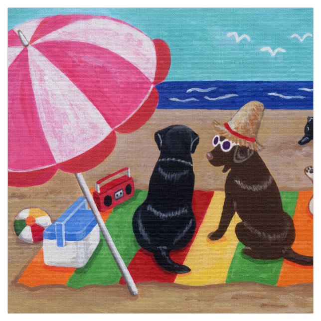 Summer Breeze Labradors Painting Fabric (Swatch)