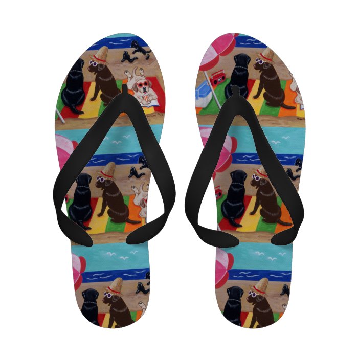 Summer Breeze Labradors Painting Flip Flops