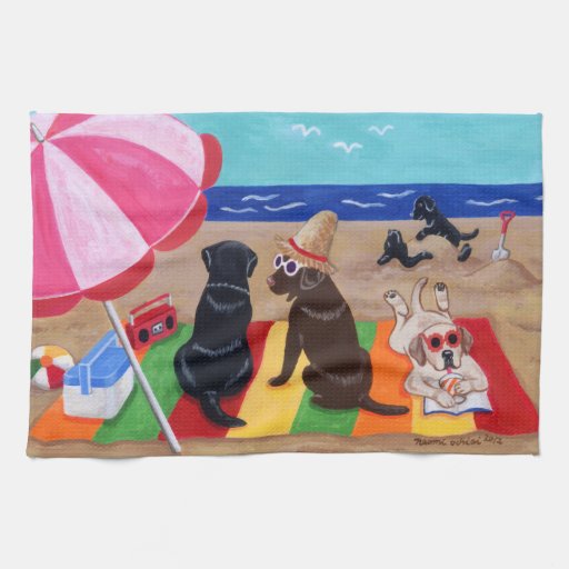 Summer Breeze Labradors Painting Hand Towels 
