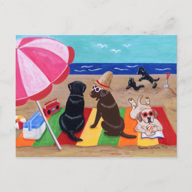 Summer Breeze Labradors Painting Postcard (Front)