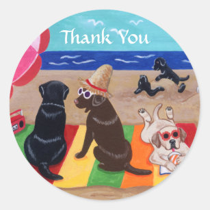 Summer Breeze Labradors Painting Thank You Classic Round Sticker