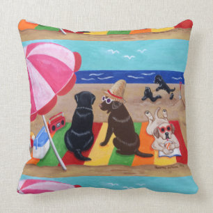 Summer Breeze Labradors Painting Throw Pillow