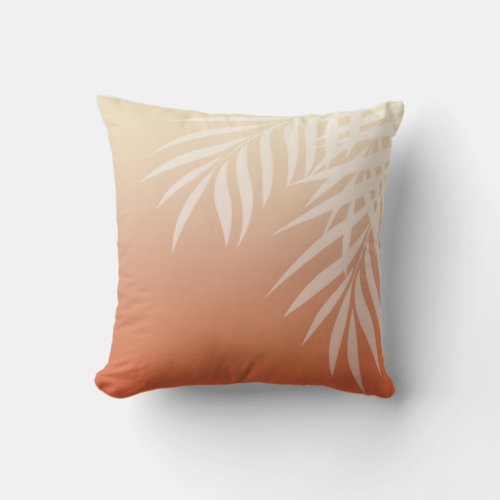 Summer Breeze Ombre Palm Fronds  peach Throw Pillow