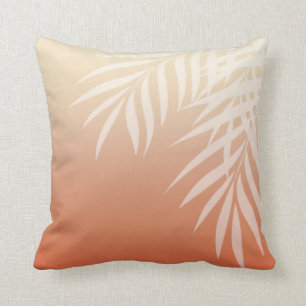 Summer Breeze Ombre Palm Fronds peach Throw Pillow