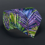 Summer Breeze Tropical Beach Palms Neck Tie<br><div class="desc">Summer beach vibes necktie featuring a stunning watercolor palm leaf pattern in green and purple hues. Perfect for any occasion, this necktie adds a touch of tropical paradise to your outfit. The intricate details of the palm leaves are captured beautifully, creating a unique and eye-catching gift for anyone who loves...</div>