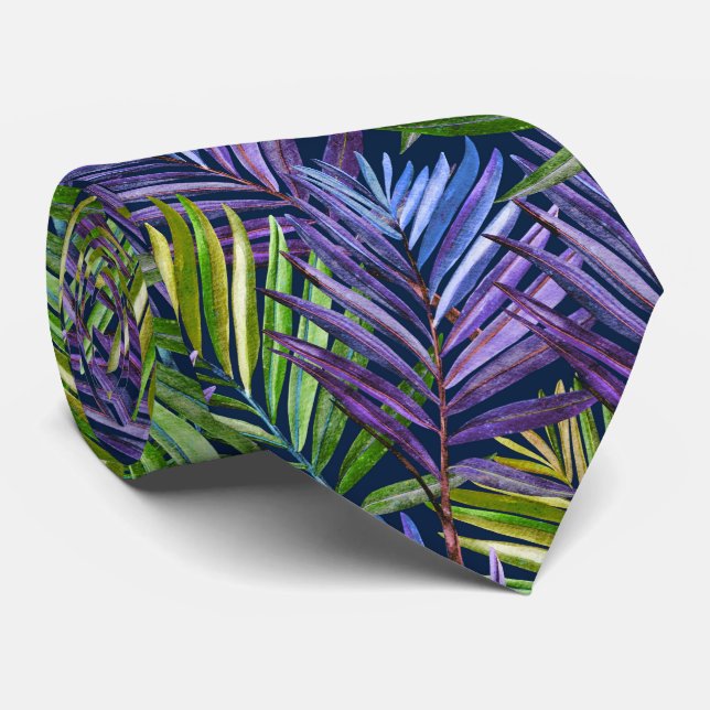 Summer Breeze Tropical Beach Palms Neck Tie (Rolled)