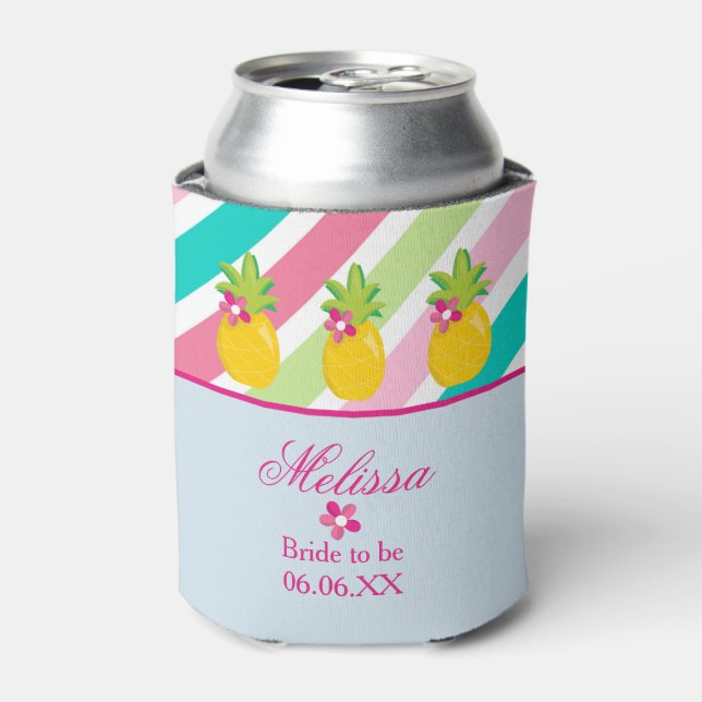 Summer Bridal Shower Pineapple Theme Can Cooler (Can Front)
