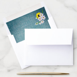 Summer Bride Teal Blue Burlap Sunflower Party Envelope Liner