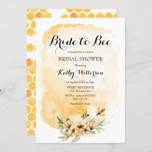 Summer Bride to Bee Bridal Shower  Invitation